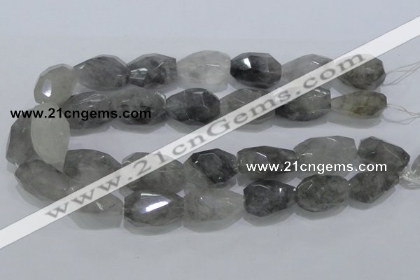 CCQ233 15.5 inches 20*30mm faceted nugget cloudy quartz beads