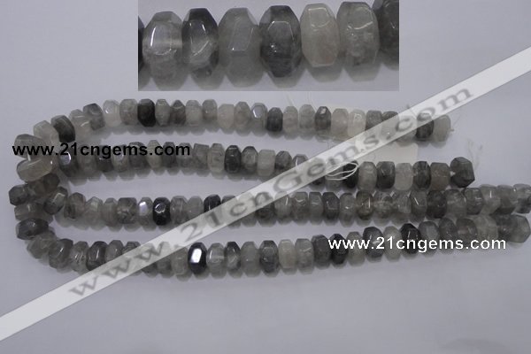 CCQ237 15.5 inches 8*12mm faceted rondelle cloudy quartz beads