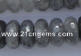 CCQ238 15.5 inches 10*20mm faceted rondelle cloudy quartz beads