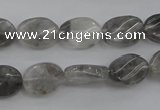 CCQ248 15.5 inches 10*14mm twisted oval cloudy quartz beads wholesale