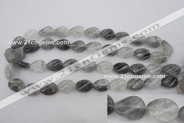 CCQ249 15.5 inches 13*18mm twisted oval cloudy quartz beads wholesale