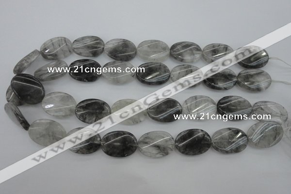 CCQ251 15.5 inches 18*25mm twisted oval cloudy quartz beads wholesale