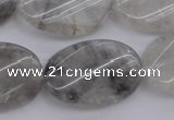 CCQ252 15.5 inches 20*30mm twisted oval cloudy quartz beads wholesale