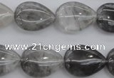 CCQ254 15.5 inches 15*20mm flat teardrop cloudy quartz beads