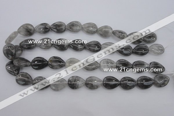 CCQ254 15.5 inches 15*20mm flat teardrop cloudy quartz beads