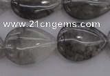 CCQ255 15.5 inches 18*25mm flat teardrop cloudy quartz beads