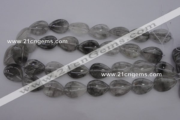 CCQ255 15.5 inches 18*25mm flat teardrop cloudy quartz beads