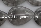 CCQ257 15.5 inches 25*35mm flat teardrop cloudy quartz beads