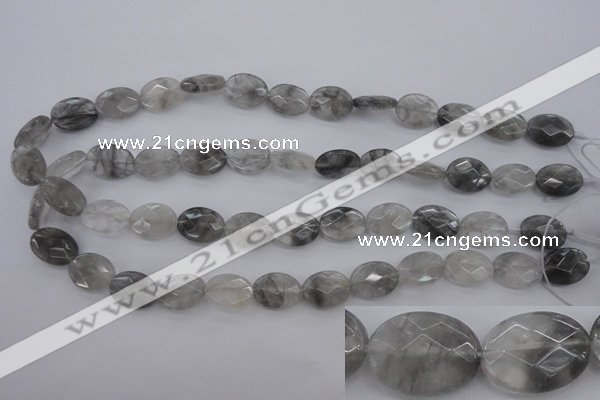 CCQ265 15.5 inches 12*16mm faceted oval cloudy quartz beads