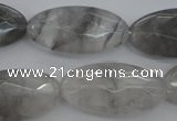 CCQ266 15.5 inches 15*30mm faceted oval cloudy quartz beads