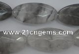 CCQ266 15.5 inches 15*30mm faceted oval cloudy quartz beads