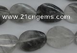 CCQ278 15.5 inches 15*20mm faceted & twisted oval cloudy quartz beads