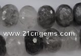 CCQ286 15.5 inches 12*16mm faceted rondelle cloudy quartz beads