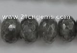 CCQ287 15.5 inches 12*18mm faceted rondelle cloudy quartz beads