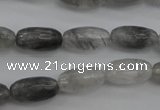 CCQ291 15.5 inches 8*16mm faceted rice cloudy quartz beads