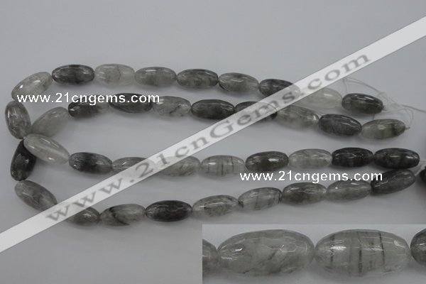 CCQ292 15.5 inches 10*20mm faceted rice cloudy quartz beads