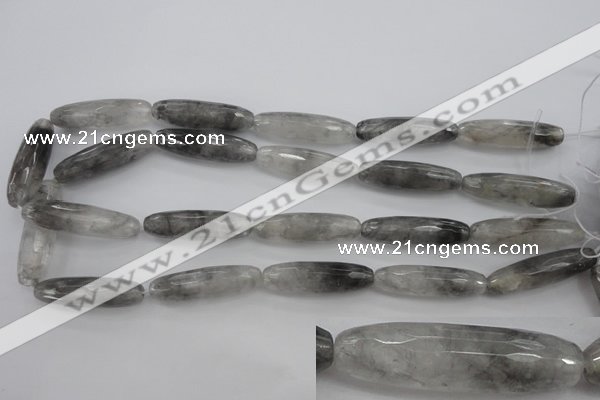 CCQ293 15.5 inches 10*35mm faceted rice cloudy quartz beads