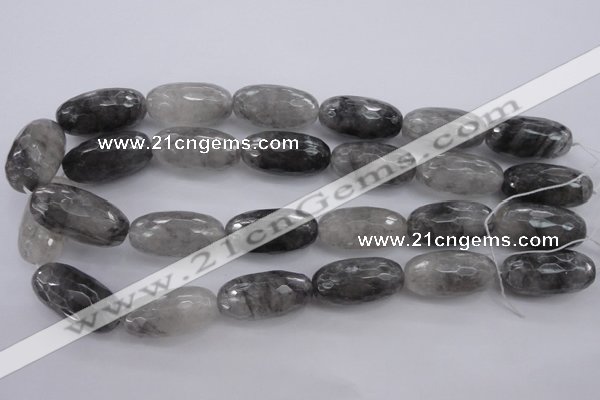 CCQ294 15.5 inches 15*30mm faceted rice cloudy quartz beads