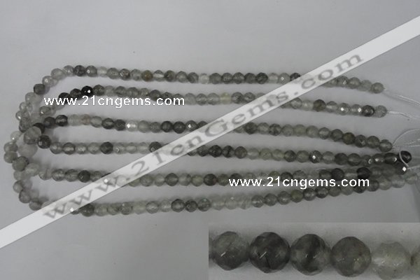 CCQ311 15.5 inches 6mm faceted round cloudy quartz beads wholesale