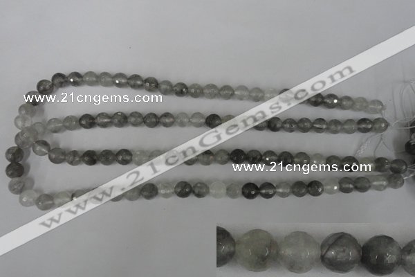 CCQ312 15.5 inches 8mm faceted round cloudy quartz beads wholesale