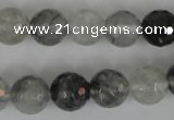 CCQ314 15.5 inches 12mm faceted round cloudy quartz beads wholesale