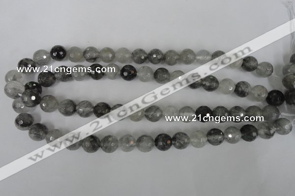 CCQ314 15.5 inches 12mm faceted round cloudy quartz beads wholesale