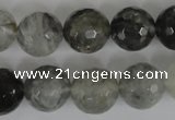 CCQ315 15.5 inches 14mm faceted round cloudy quartz beads wholesale