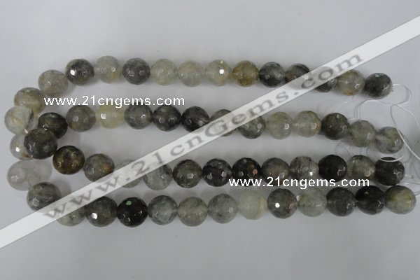 CCQ315 15.5 inches 14mm faceted round cloudy quartz beads wholesale