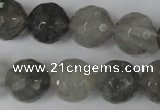 CCQ316 15.5 inches 16mm faceted round cloudy quartz beads wholesale