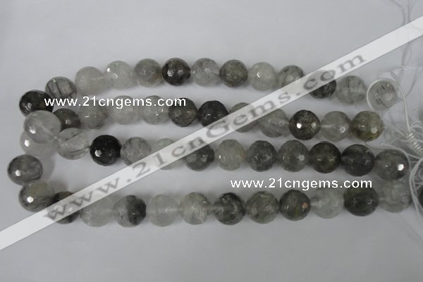 CCQ316 15.5 inches 16mm faceted round cloudy quartz beads wholesale