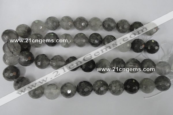 CCQ317 15.5 inches 18mm faceted round cloudy quartz beads wholesale