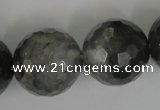 CCQ319 15.5 inches 22mm faceted round cloudy quartz beads wholesale