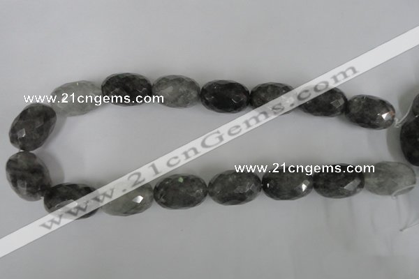 CCQ352 15.5 inches 18*25mm faceted rice cloudy quartz beads wholesale