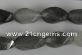 CCQ358 15.5 inches 10*20mm twisted rice cloudy quartz beads wholesale