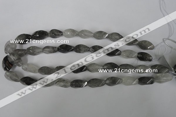 CCQ358 15.5 inches 10*20mm twisted rice cloudy quartz beads wholesale