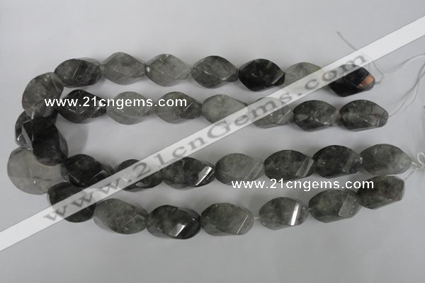 CCQ360 15.5 inches 15*25mm twisted rice cloudy quartz beads wholesale