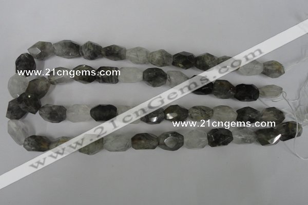 CCQ365 15.5 inches 12*16mm faceted nuggets cloudy quartz beads wholesale