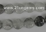 CCQ370 15.5 inches 12mm flat round cloudy quartz beads wholesale