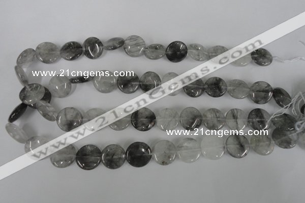 CCQ372 15.5 inches 16mm flat round cloudy quartz beads wholesale