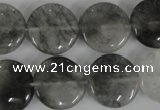 CCQ373 15.5 inches 18mm flat round cloudy quartz beads wholesale