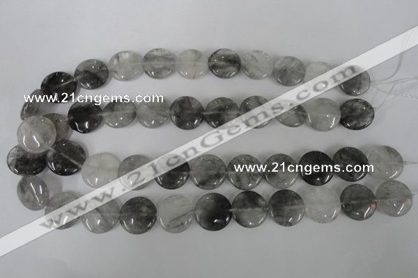 CCQ373 15.5 inches 18mm flat round cloudy quartz beads wholesale