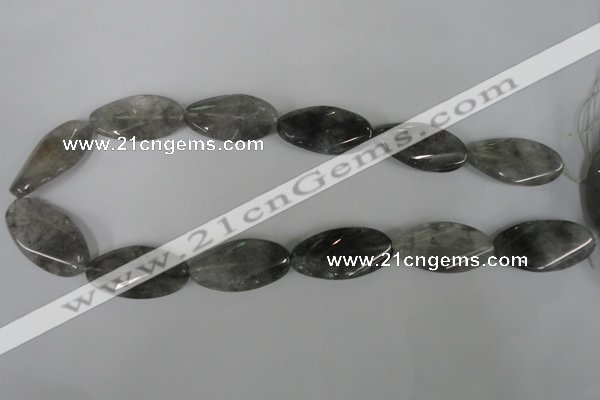 CCQ458 15.5 inches 18*35mm twisted oval cloudy quartz beads wholesale