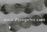 CCQ464 15.5 inches 12mm faceted coin cloudy quartz beads wholesale