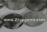 CCQ480 15.5 inches 18*25mm twisted & faceted oval cloudy quartz beads