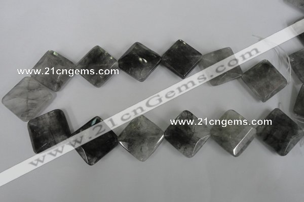 CCQ488 15.5 inches 25*25mm faceted diamond cloudy quartz beads