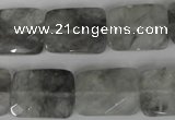 CCQ494 15*20mm twisted & faceted rectangle cloudy quartz beads