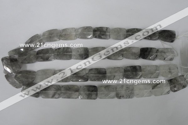 CCQ494 15*20mm twisted & faceted rectangle cloudy quartz beads