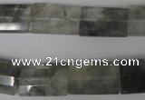 CCQ498 15.5 inches 13*20mm faceted flat tube cloudy quartz beads