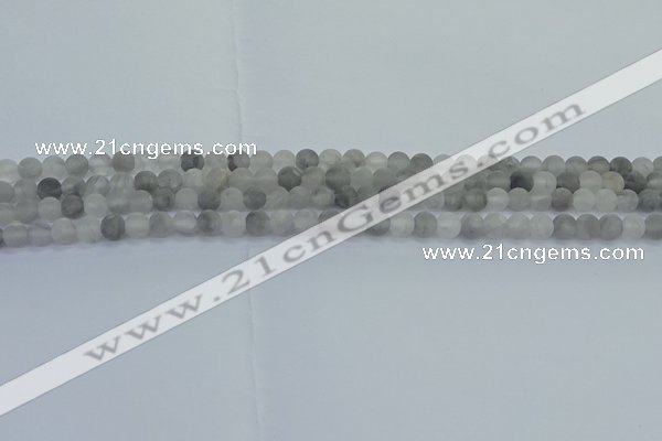 CCQ560 15.5 inches 4mm round matte cloudy quartz beads wholesale