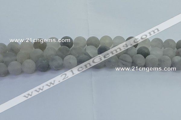 CCQ564 15.5 inches 12mm round matte cloudy quartz beads wholesale